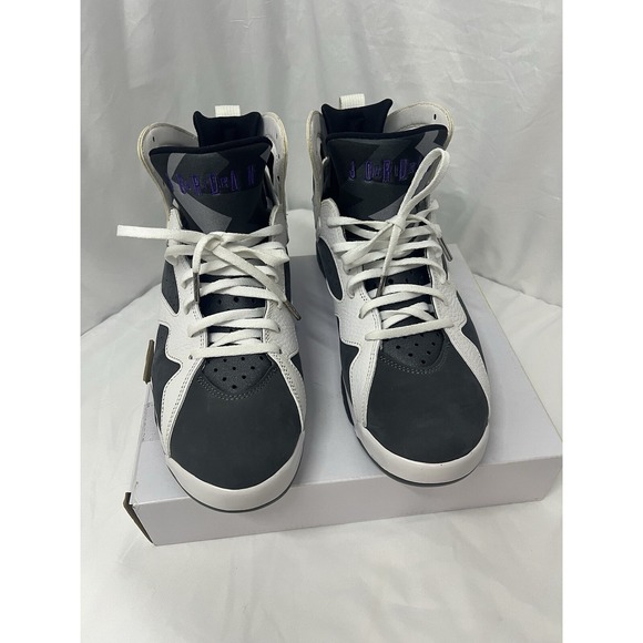 Nike Air Jordan 7 Retro 'Flint Grey' White-Purple Men's Size 10.5 CU9307-100 - Picture 1 of 14